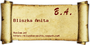 Bliszka Anita névjegykártya